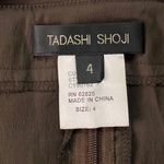 Tadashi Shoji  Womens Sz 4 Jeweled Brown Faux Wrap Taffeta Blouse Back Zip Photo 3