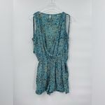 Anthropologie Raga‎ Catalina Floral Surplice Beaded Romper deep v neck Teal Size small Photo 1