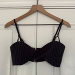 White Fox Boutique White Fox Crop Top bralette striped adjustable spaghetti strap twist front zip S Photo 0