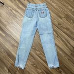Bugle Boy Vintage 90s Jr Size 7  Jeans Distressed Blue High Rise Mom Tapered Leg Photo 9