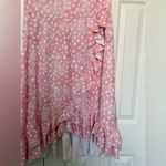Short Sleeve Side Wrap Style Pink White Ruffly Summer Dress Size Large Polyester Photo 4