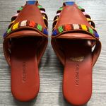 Farm Rio  Brown Rainbow Beaded Mule Vegan Leather Size 8.5 Resort Summer Vacation Photo 1