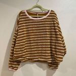 Free People  Caramel Stripe Breton Stripe Pullover Sz M Photo 1