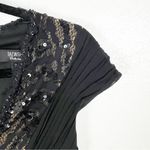 Tadashi Collection 100% Silk Black Sequin Long Formal Cocktail Evening Dress 2 Photo 6