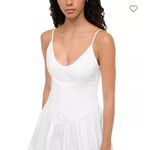 BNWT STAUD Dena White Mini Dress Size 8 Drop Waist Photo 3