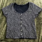 Brandy Melville Blue Flower Button Up Top Photo 0