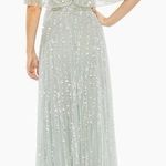 Mac Duggal  93784 Embellished V-Neck Column Ethereal Fairy Gown in Mint, Size 4 Photo 1