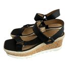 Marc Fisher Gylian Leather Platform Sandals Black Strappy Wedge Size 9.5 Women's Photo 5
