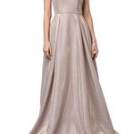 Dancing Queen Rose Gold Sleeveless Sweep Train V-neck Long Gown Size Small Photo 0