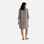 Soft Surroundings  Raven Shift Black and White Dress  3/4 Sleeve Ikat Print Rayon Photo 8