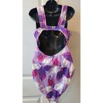 Mynah Swimsuit, Abstract Floral, Purple and Lavender Size L Size L Photo 3