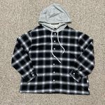 SheIn EZwear Tartan Drawstring Hooded Plaid Button Up - Size L Photo 0