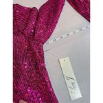 Eliza J NWT  Sequin Lined LS Mini Dress Magenta Pink Size 4 Cocktail Sparkle Glam Photo 7
