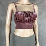 SheIn Soft Velvet Smocked Mauve Crop Top NEW Size 6 Medium Photo 0