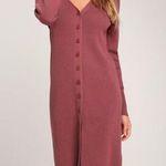 Lulus  I Adore You Rusty Rose Long Sleeve Button-up Midi Sweater Dress Pink Photo 0