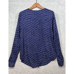 Maeve  Navy Blue Button Up Blouse Bird‎ Print Size 12 Long Sleeve Shirt Photo 4