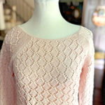 Loft Pink Open Weave Pink Sweater Size S NWOT Long Sleeve Cotton Blend Photo 0