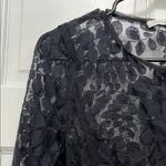 Rachel Rachel Roy Black Leaf Printed Sheer Mesh Lace Long Sleeve Blouse Photo 1