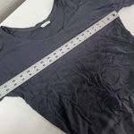 Club Monaco Top Womens X Small Blue Black Blouse Silk Hem Blouse Photo 5