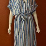 Ava & Viv  Blue and White Striped Midi Dress Photo 0