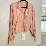 Free People gauze light pink pastel button down blouse M Photo 11