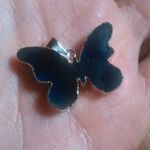 Blue Color Agate Goldtone Butterfly Brass Pendant Photo 9