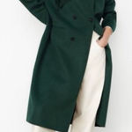 ZARA Dark Green Beaded Leaf Long Oversized Wool Blend Pea Coat Size XS - M Photo 0