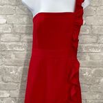 Likely Red Vivianna Asymmetrical Ruffle Single Strap Romper Photo 1