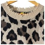 AQUA  Women's Leopard Cashmere Sweater MEDIUM Distressed Cheetah Animal Print Photo 4