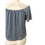 Belle Womens Crop Top White Gingham Short Sleeve Flare Square Neck Stretch S New Photo 5