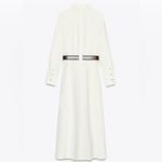 ZARA  Belted Crepe Midi Shirtdress Dress White Size L 2252/542 Photo 8