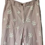 ZARA XXL linen blend embroidered Pink Wide-Leg Pants Photo 2
