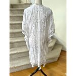 Soft Surroundings Athena White Embroidered Mirror Tassel Open Kimono Duster Photo 4