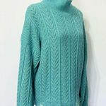 BKE Distressed Turtleneck Drop Shoulder Sweater Size Large Marled Teal Knit Photo 0