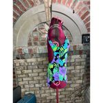 one piece swimsuit floral bright purple green blue Size M Photo 5