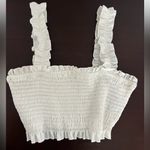 White Ruffled Smocked Top Size XS Photo 2