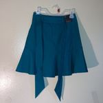 Banana Republic NWT  Ruffle Pleated Swift Skater Tie Belt Skirt Size 0 Teal Blue Photo 1