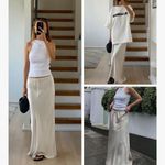 NWT CREAM SILK SATIN DRAWSTRING A LINE SKIRT White Photo 1