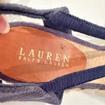 Ralph Lauren Lauren Cala Espadrille Wedge Sandals Women's Size 9 Navy Tan Photo 2