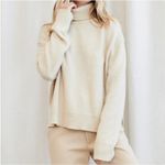 Jenni Kayne Atlas Merino Wool Turtleneck Sweater in Wheat Beige Size Medium Photo 1