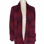 Eddie Bauer  Open Cadigan Size S Maroon Long Sleeve Open Front Knit Pockets Photo 1