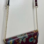 A New Day  Burgundy Wine Floral Clutch Crossbody Purse Gold Hardware Botanical Photo 2