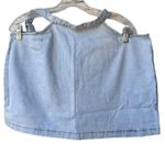 We Wore What cut out mini skirt indigo comfort zrq super light wash denim large Photo 4