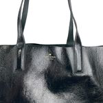 Kate Spade  Arch Patent Leather Black Green Reversible Tote Shoulder Bag Large Photo 6
