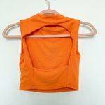 Naked Wardrobe NWOT Ribbed Mock Neck Sleeveless Open Back Crop Top Orange Small Photo 4