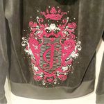 Juicy Couture  Size XL Black Pink Graphic Pleat Neck Velour Full Zip Hoodie Photo 6