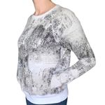 Lucy Activewear  White Gray Splatter Blizzard Print long sleeve pocket sweatshirt Photo 2