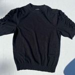 Who What Wear ruffle sleeve crew neck knit short sleeve sweater black xs Photo 0