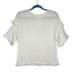 Lou & grey White Fringe Hem Short Sleeve Open Knit Blouse Photo 4