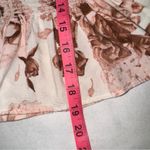 EXPRESS Floral Smocked Peplum Top Puff Short Sleeve Brown Pink Blouse Photo 5